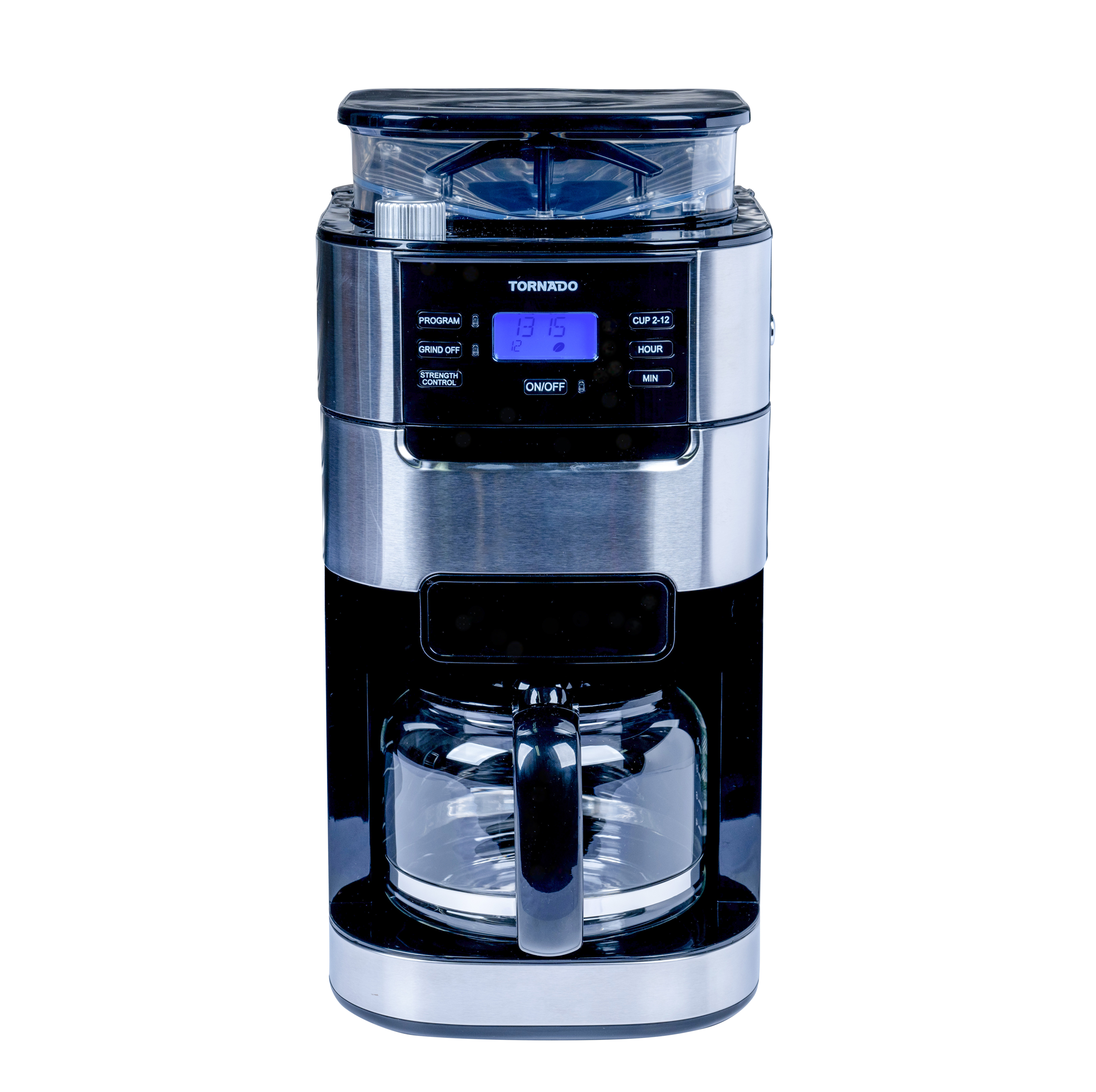 Tornado TCM1025A-GS - Filterkaffeemaschine mit integriertem Mahlwerk, 200 g Bohnenkapazität und 1,5-Liter-Wassertank für bis zu 12 Tassen aromatischen Kaffee