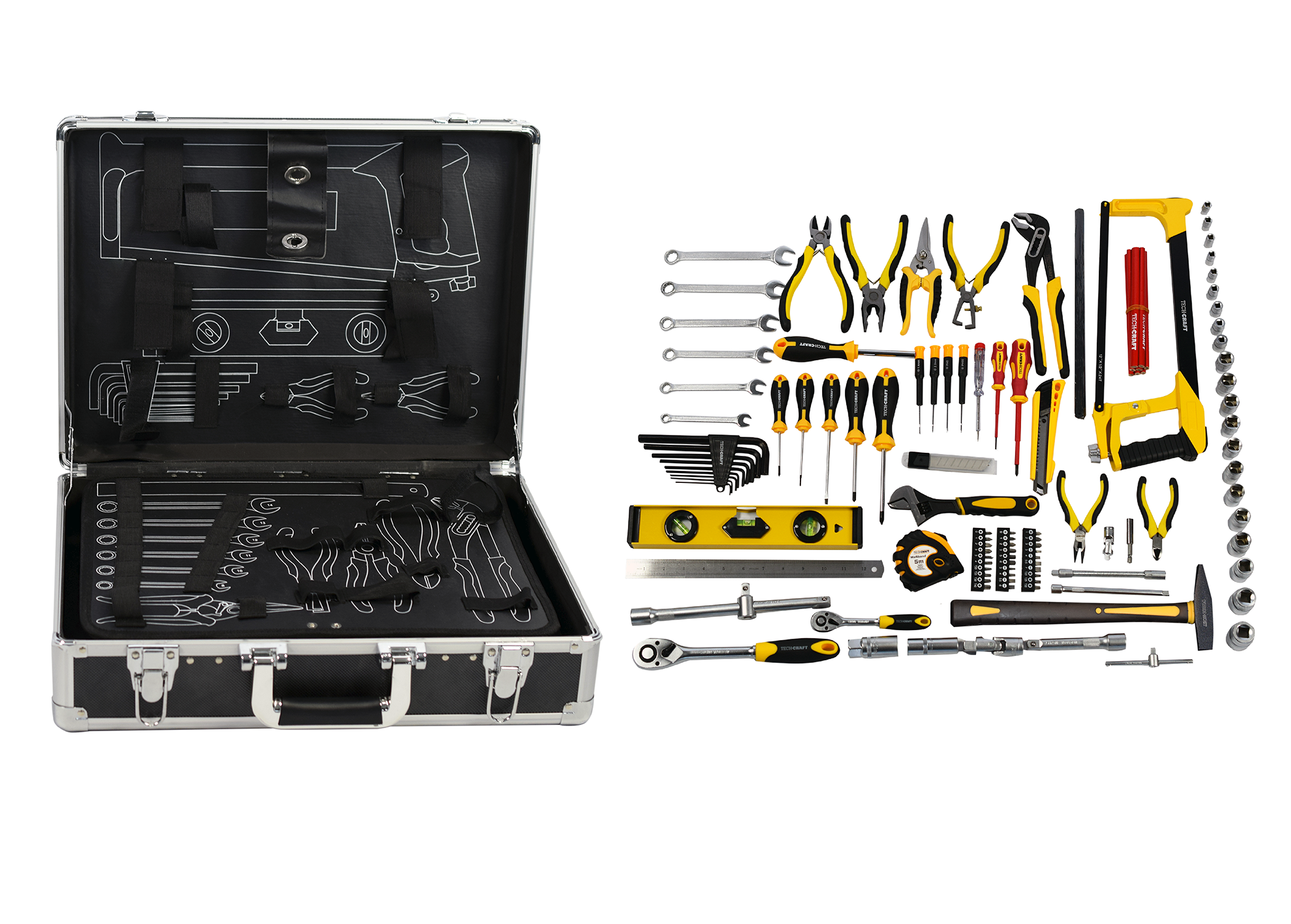 TECH-CRAFT Werkzeugkoffer 130 tlg. Heimwerker-Set Werkzeugtasche Werkstattkoffer